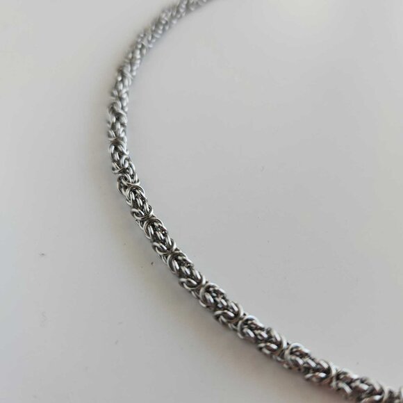 15 inch silver byzantine chain necklace ✦ hand crafted mini chain mail necklace - Picture 8 of 10